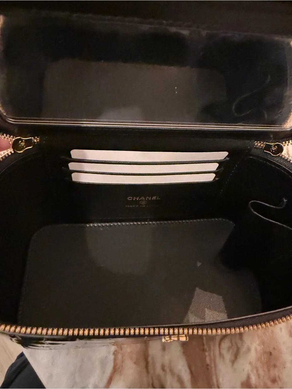 CHANEL Black Croc-Embossed Vanity Box Bag with Gold Hardware new with box
